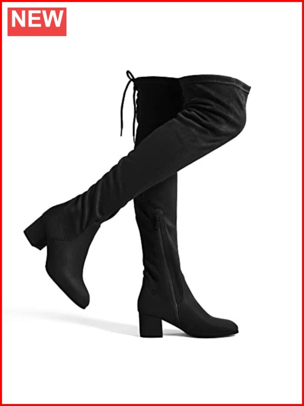 Women's Over The Knee Thigh High Boots Faux Suede Mid Heel Block Heeled